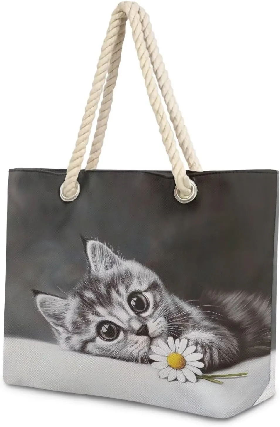 Hemp Rope Tote Bag for Women Men Lightweight Reusable Shopping Bags with Portable Handle Beach Travel Work Handbag