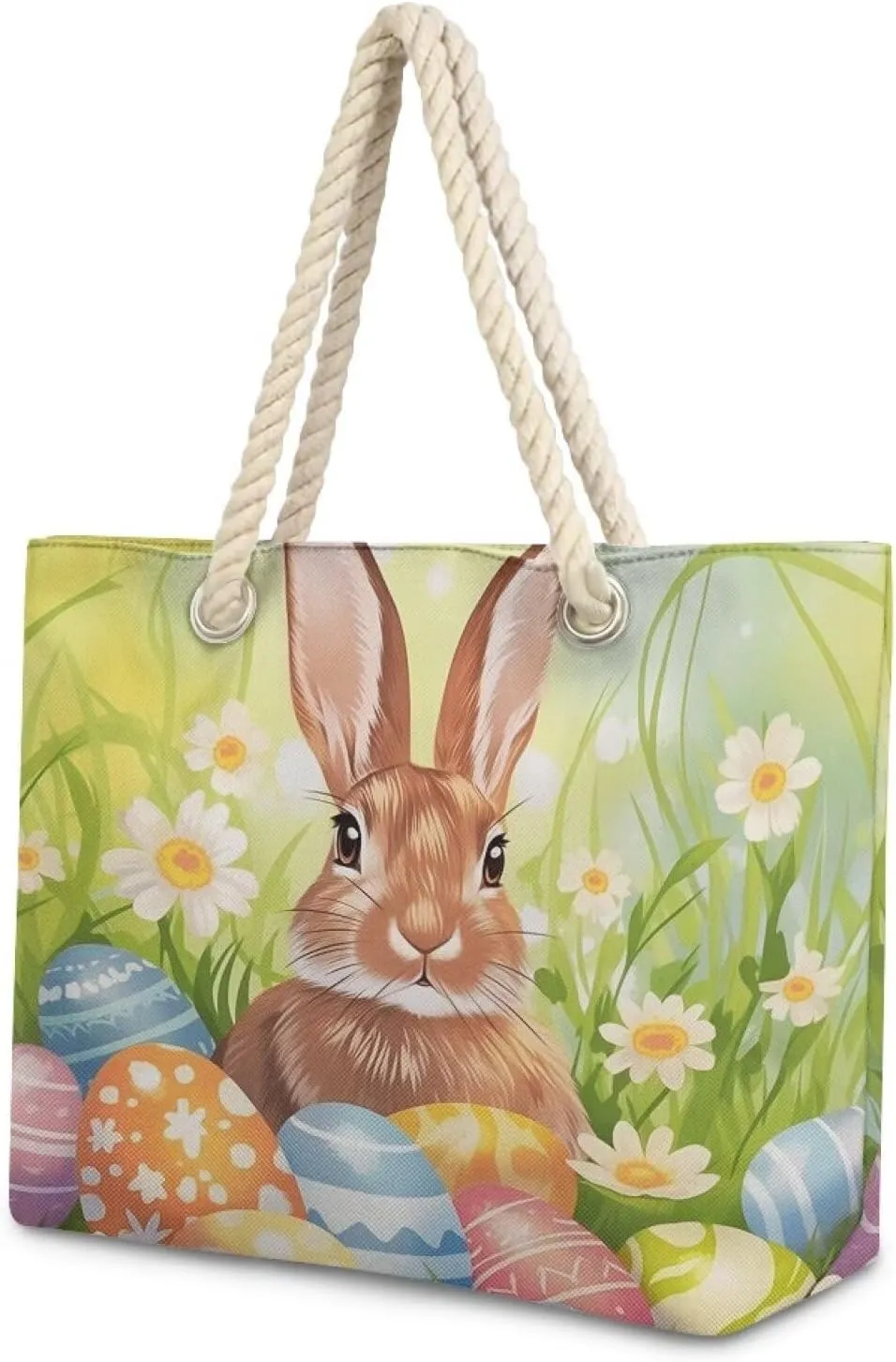 Hemp Rope Tote Bag for Women Men Lightweight Reusable Shopping Bags with Portable Handle Beach Travel Work Handbag