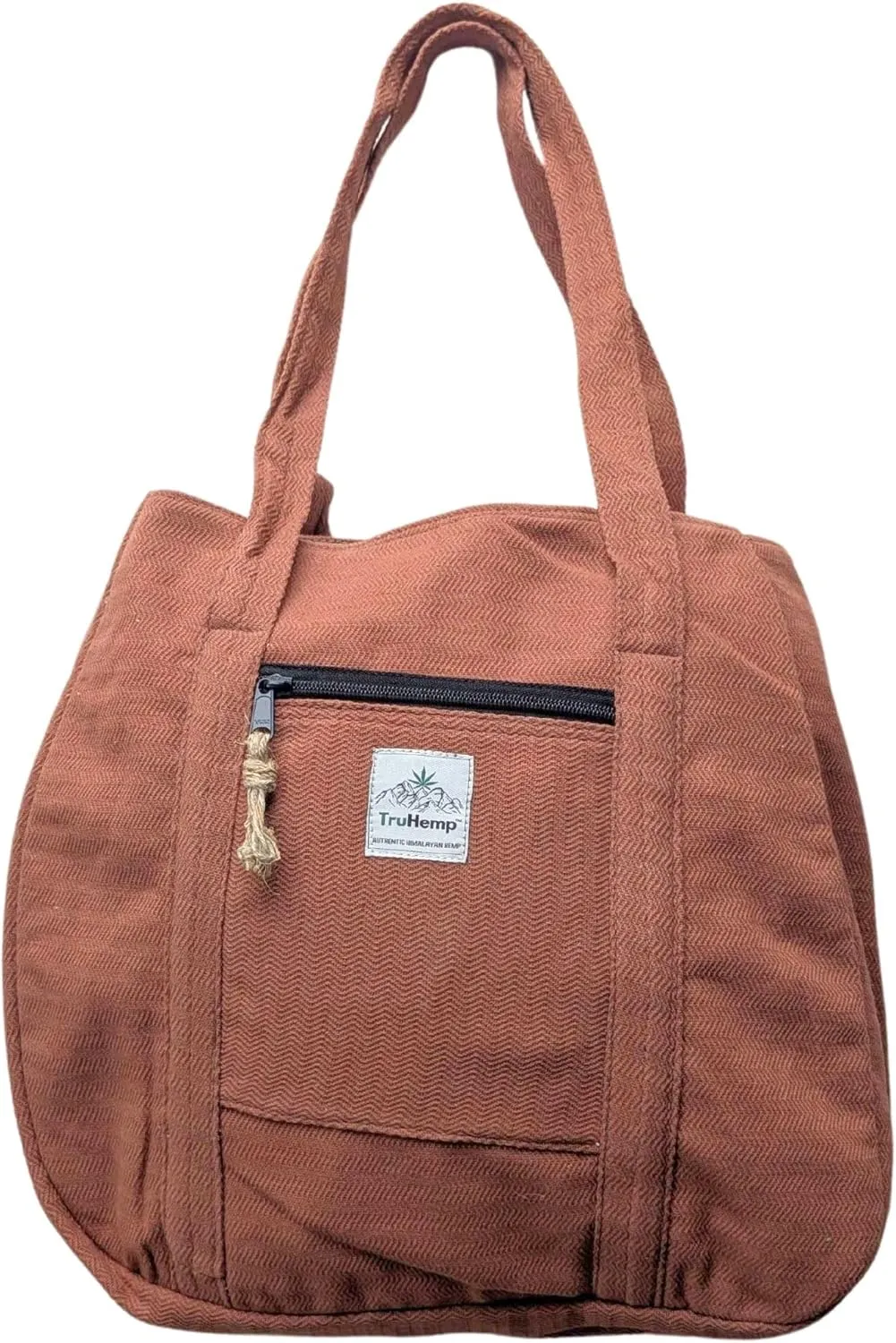 Hemp Shopping Tote Bag with Dual Zippered Compartments | Spacious Eco Market Bag with Cotton Lining | 10L Capacity