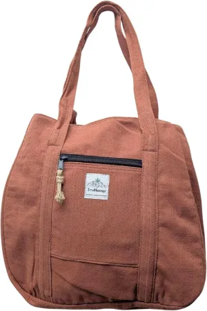 Hemp Shopping Tote Bag with Dual Zippered Compartments | Spacious Eco Market Bag with Cotton Lining | 10L Capacity