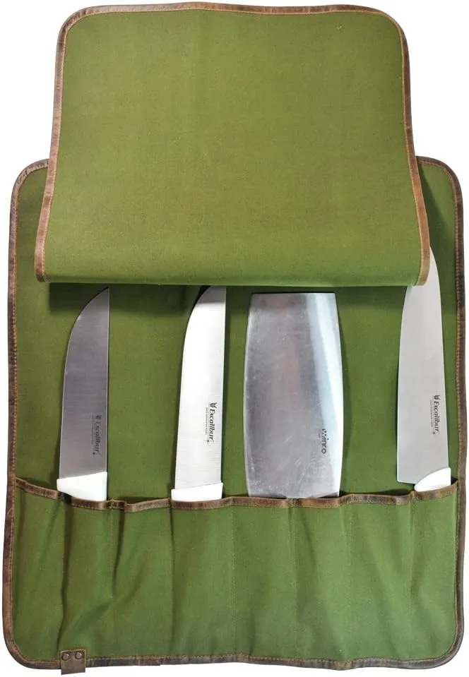 Hide & Drink, Chef's Knife Roll Bag (8 Pockets), Portable Knife Organizer, Cooking Accessories, Travel Bag, Full Grain Leather, Handmade