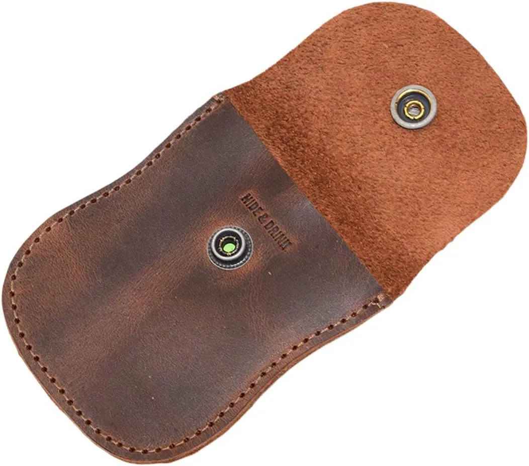 Hide & Drink, Curvy Coin Pouch, Pocket Case for Pennies, Rustic Bag, Travel Accessory, Full Grain Leather, Handmade, Bourbon Brown