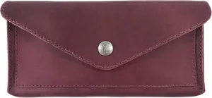 Hide & Drink, Full Grain Leather Large Female Wallet, Travel Organizer for Women, Vintage Money and Card Holder, Handmade, Sangria