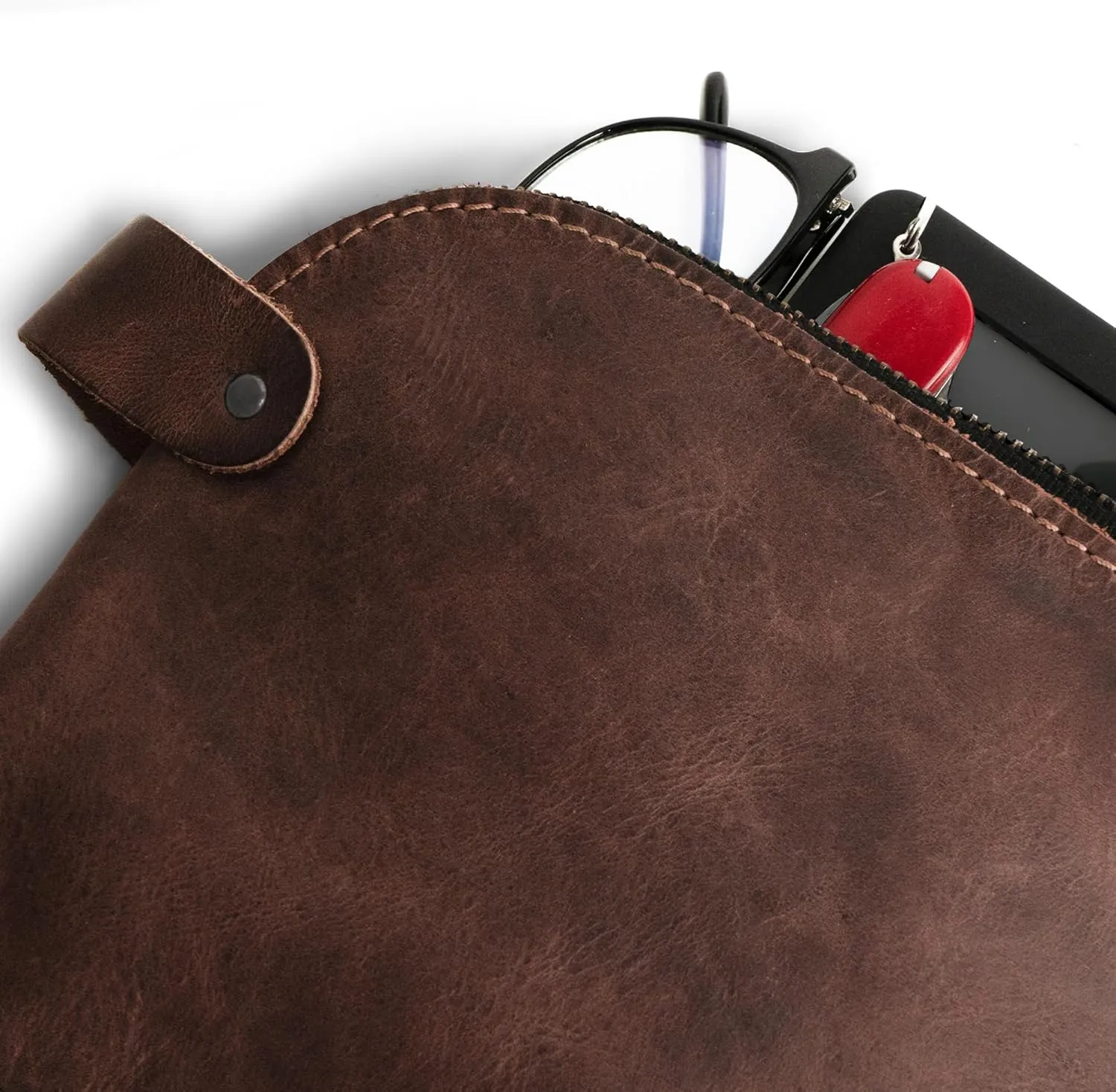 Hide & Drink, Large Rustic All Purpose Dopp Kit Utility Bag for Cords & Chargers, Travel Bag, Multi-Purpose Bag, Full Grain Leather, Handmade