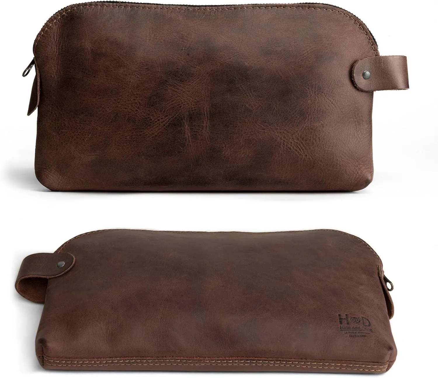 Hide & Drink, Large Rustic All Purpose Dopp Kit Utility Bag for Cords & Chargers, Travel Bag, Multi-Purpose Bag, Full Grain Leather, Handmade