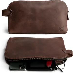 Hide & Drink, Large Rustic All Purpose Dopp Kit Utility Bag for Cords & Chargers, Travel Bag, Multi-Purpose Bag, Full Grain Leather, Handmade