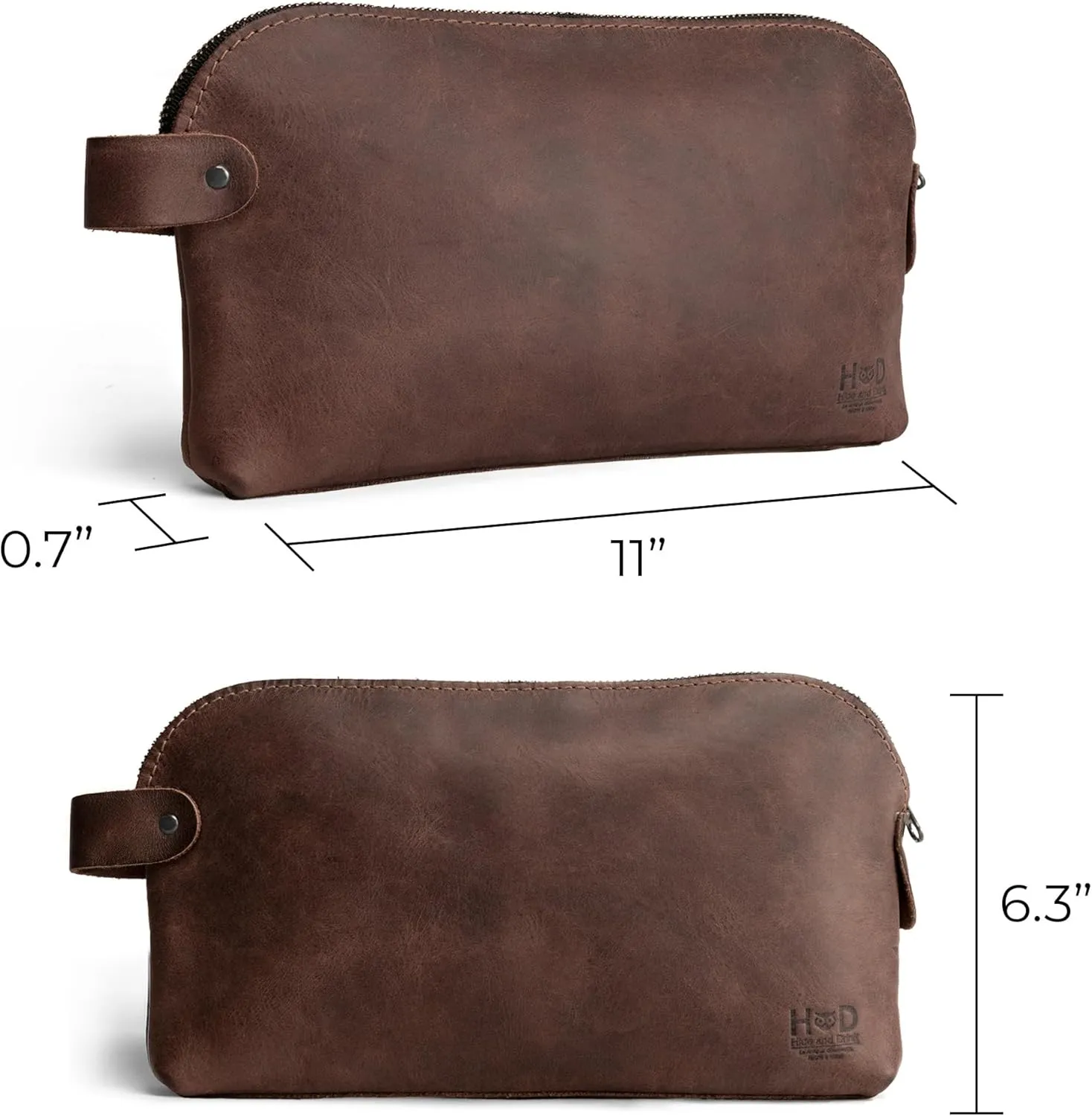 Hide & Drink, Large Rustic All Purpose Dopp Kit Utility Bag for Cords & Chargers, Travel Bag, Multi-Purpose Bag, Full Grain Leather, Handmade