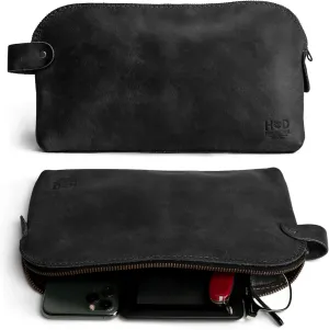Hide & Drink, Large Rustic All Purpose Dopp Kit Utility Bag for Cords & Chargers, Travel Bag, Multi-Purpose Bag, Full Grain Leather, Handmade