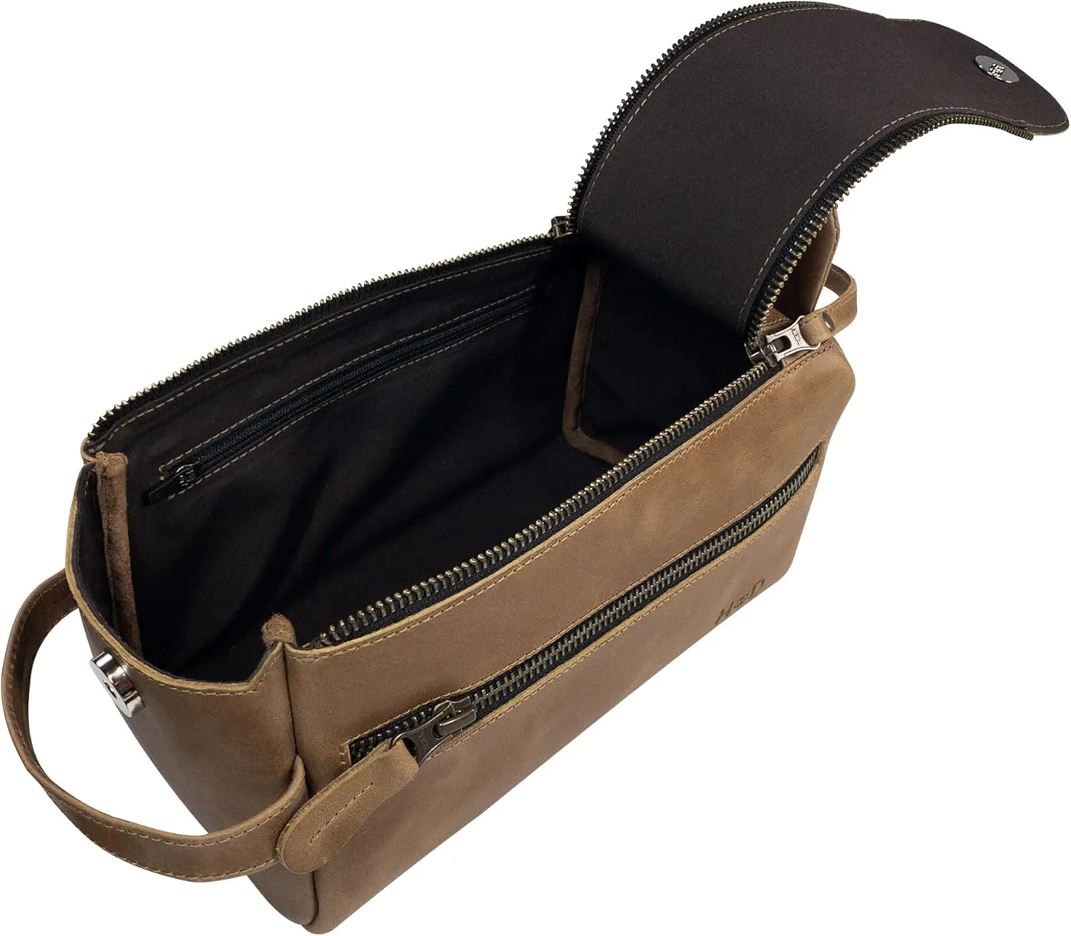 Hide & Drink, Toiletry Bag w/Handles, Hygiene Organizer, Travel Dopp, Razor Case, Bathroom, Shaving, Cosmetic Storage, Travel & Grooming Essentials, Full Grain Leather, Handmade, Single Malt Mahogany