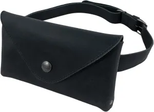 Hide & Drink, Waist Pouch, Fanny Pack, Medieval Bag, Vintage Purse, Phone Holder Cable Case, Easy Travel for Digital Nomads, Full Grain Leather, Handmade, Charcoal Black