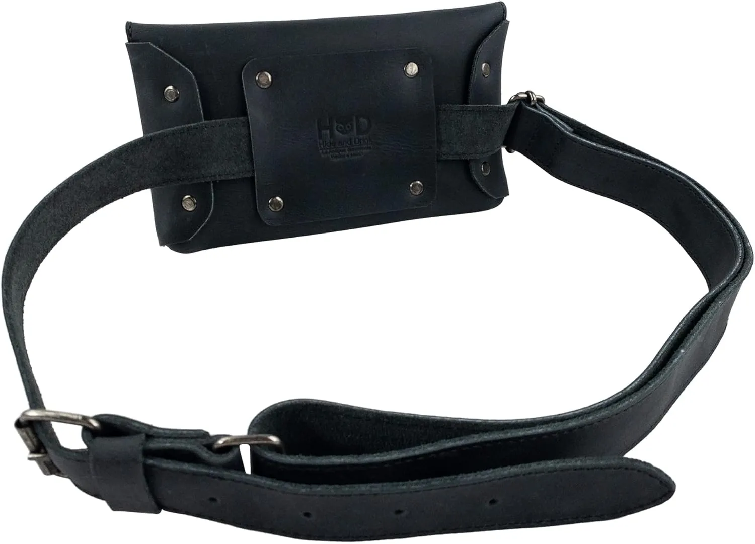 Hide & Drink, Waist Pouch, Fanny Pack, Medieval Bag, Vintage Purse, Phone Holder Cable Case, Easy Travel for Digital Nomads, Full Grain Leather, Handmade, Charcoal Black