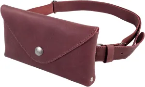Hide & Drink, Waist Pouch, Fanny Pack, Medieval Bag, Vintage Purse, Phone Holder Cable Case, Easy Travel for Digital Nomads, Full Grain Leather, Handmade, Sangria