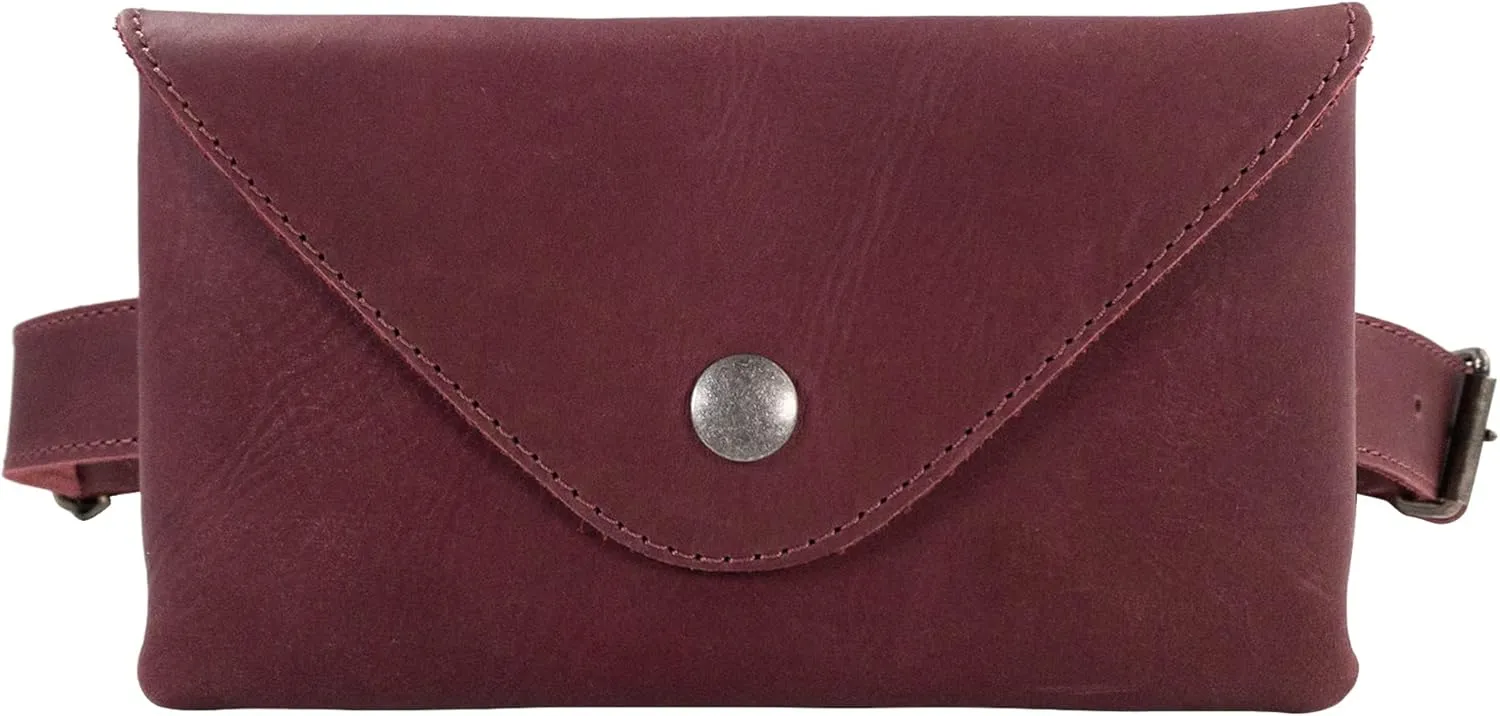 Hide & Drink, Waist Pouch, Fanny Pack, Medieval Bag, Vintage Purse, Phone Holder Cable Case, Easy Travel for Digital Nomads, Full Grain Leather, Handmade, Sangria