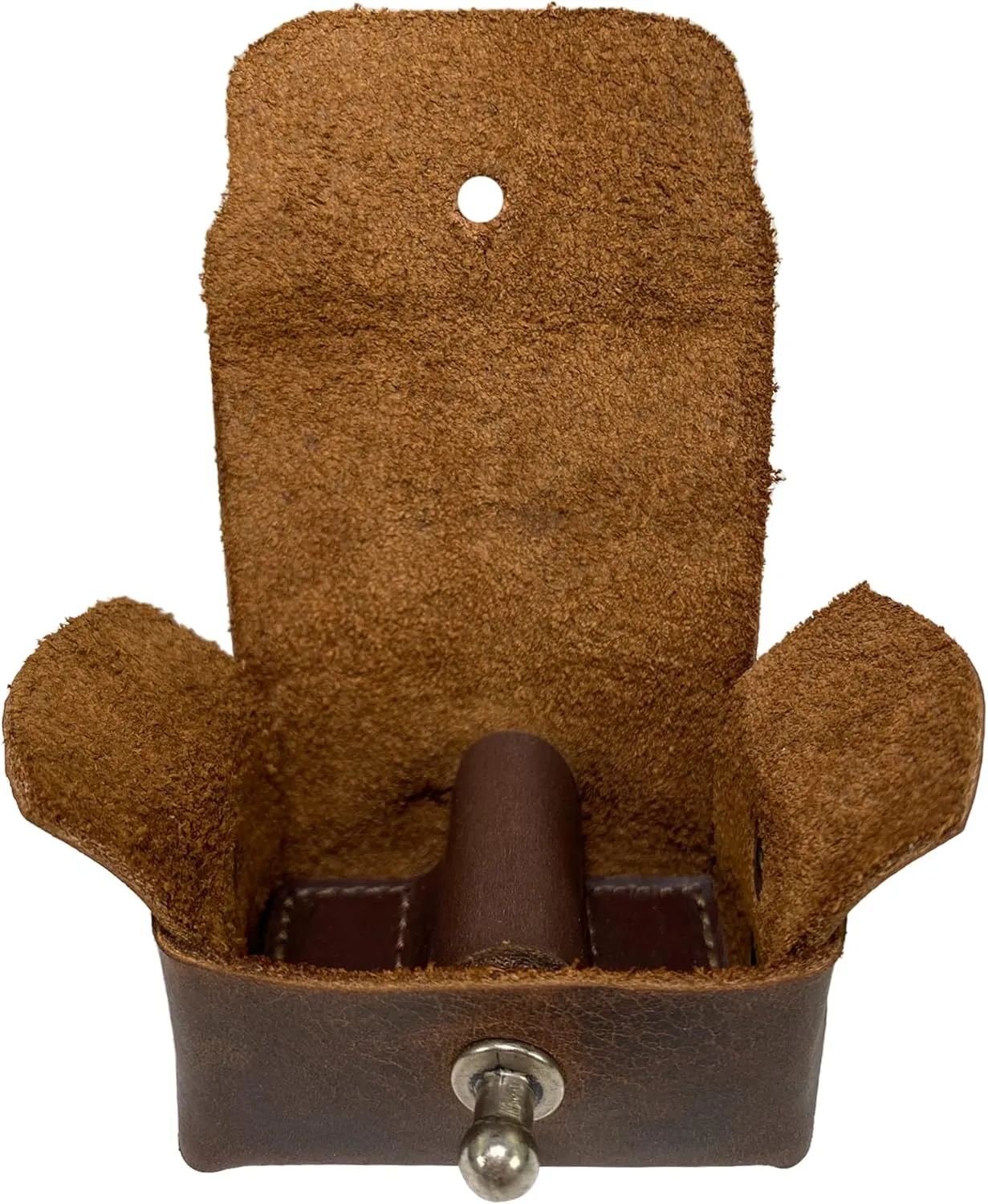 Hide & Groom, Rustic Cufflinks Case Handmade from Full Grain Leather - Protective Storage for Shirt Studs, Men's Accessories - Bourbon Brown