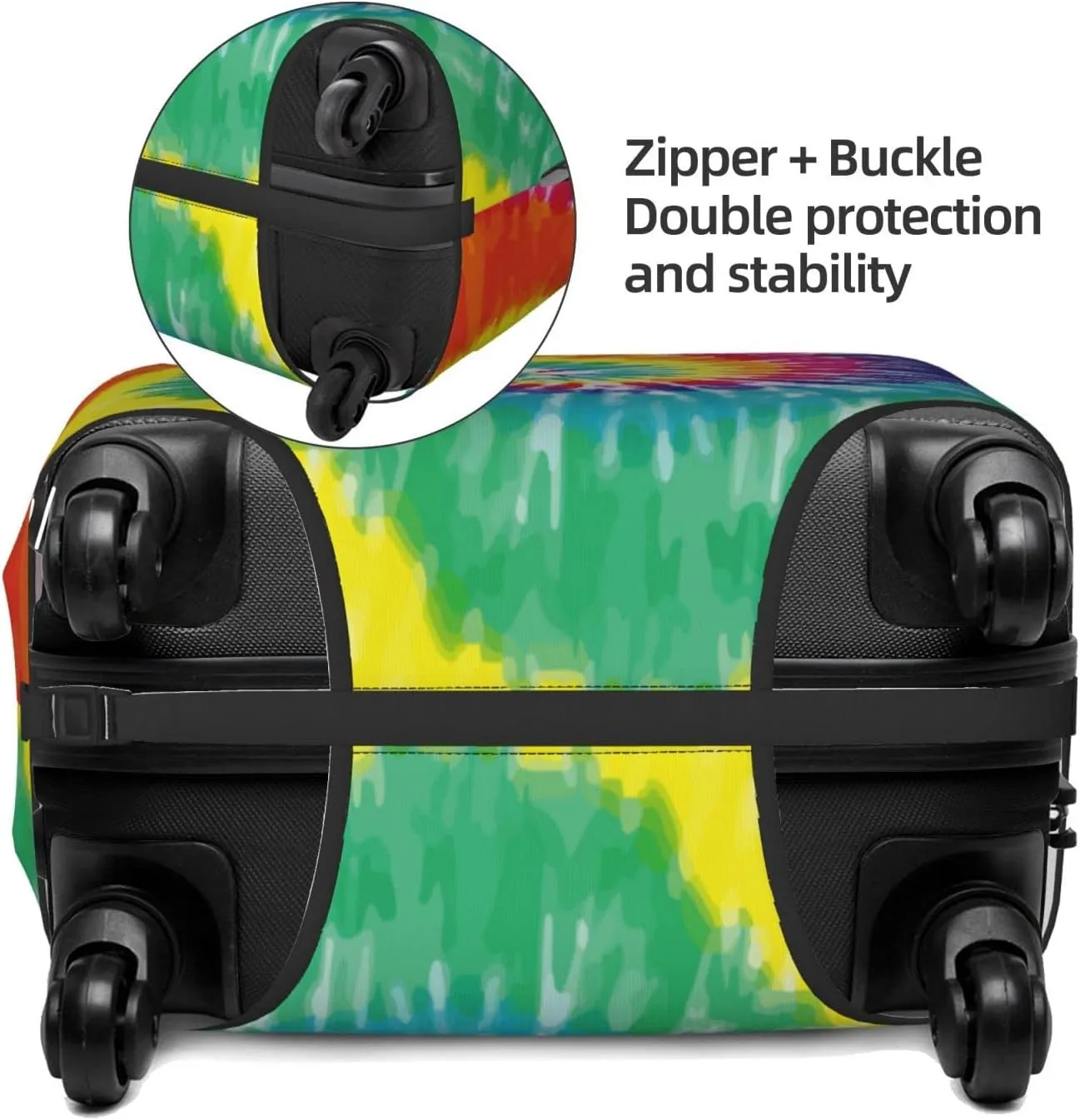 Highly Elastic Spandex Suitcase Cover Luggage Cover Protector Large Fits 25 to 28 Inch Tie Dye Rainbow Colorful Prints