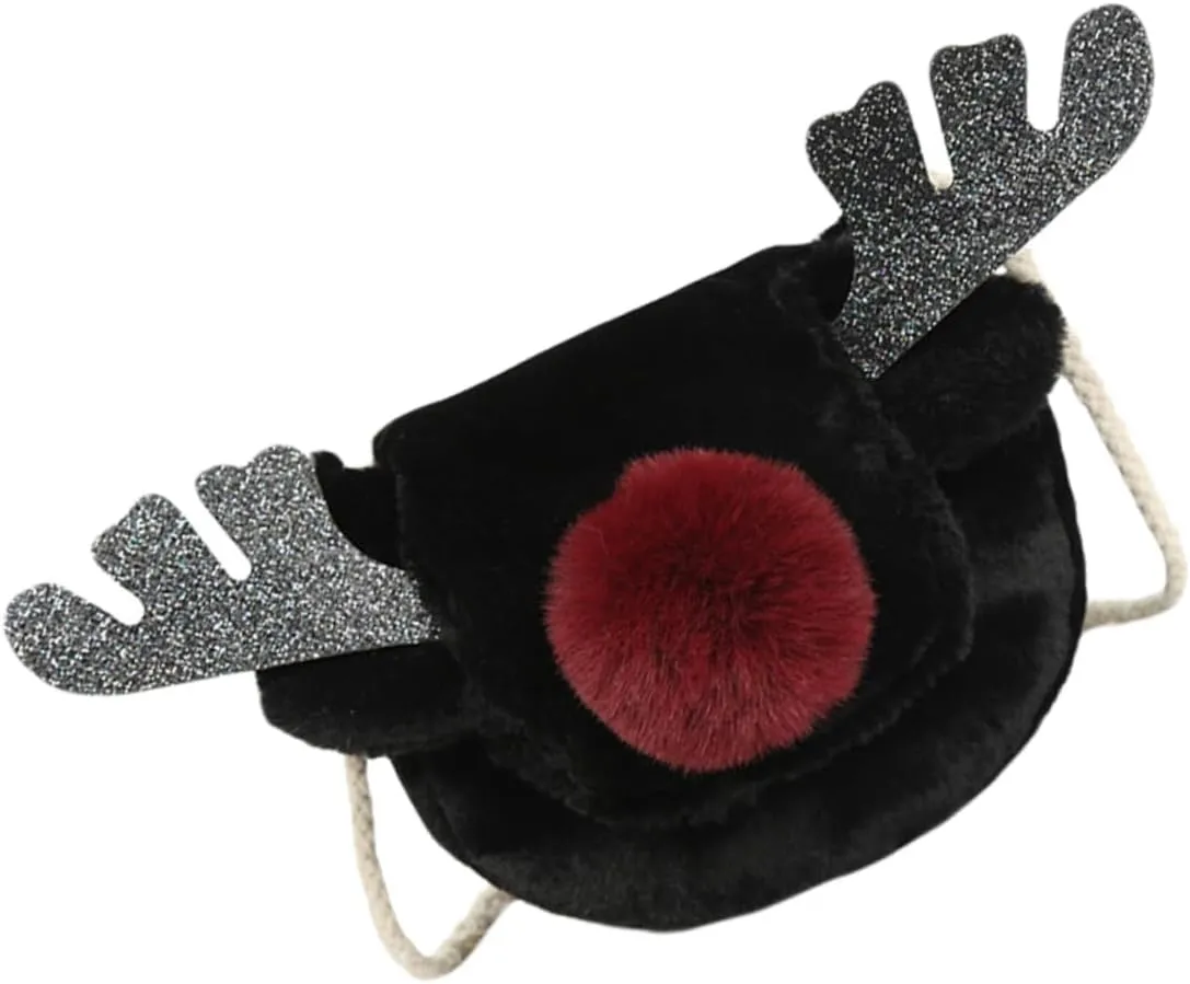 Homoyoyo 1Pc Cute Christmas Reindeer Plush Messenger Bag Soft Shoulder Bag for Women Festive Xmas Bag Storage Adorable Elk Shape Tote