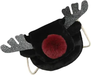 Homoyoyo 1Pc Cute Christmas Reindeer Plush Messenger Bag Soft Shoulder Bag for Women Festive Xmas Bag Storage Adorable Elk Shape Tote
