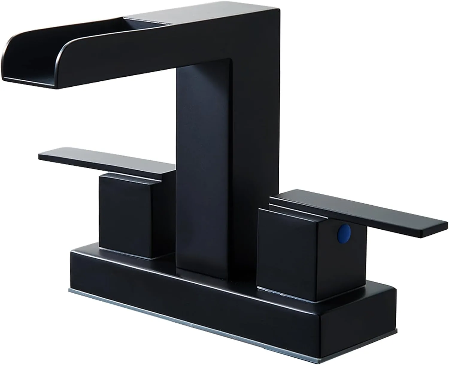 Hotis 4 Inch Centerset Bathroom Faucet Black, Square Matte Black & 2-Handle Modern Design, 3 Hole or 2 Hole with Metal Pop Up Drain for Bathroom, Restroom or RV Vanity Sink