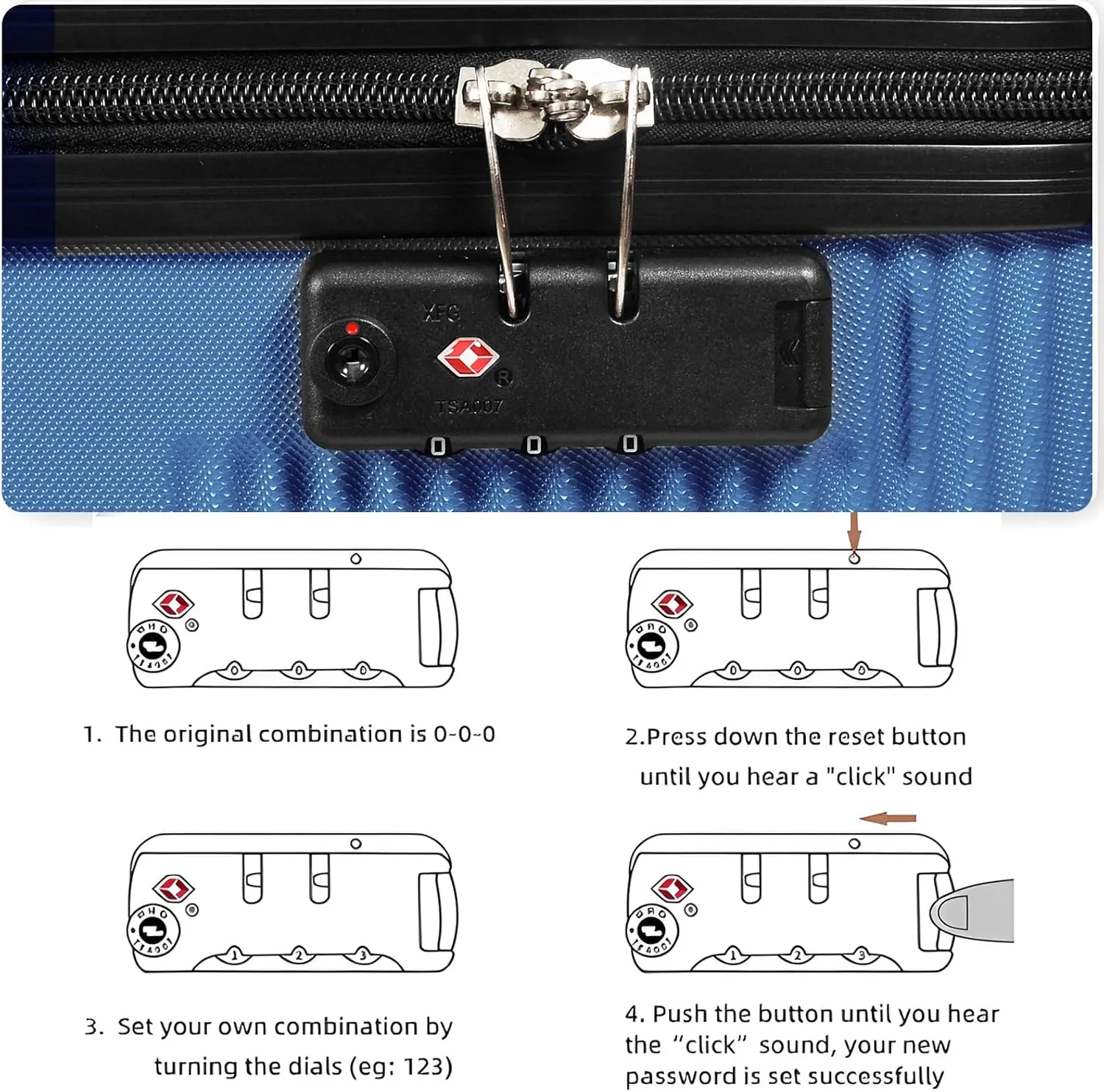 HOUAGI 24 Inch Luggage with Spinner Wheels,Lightweight Hard Shell Suitcase Checked luggage,Dark Blue