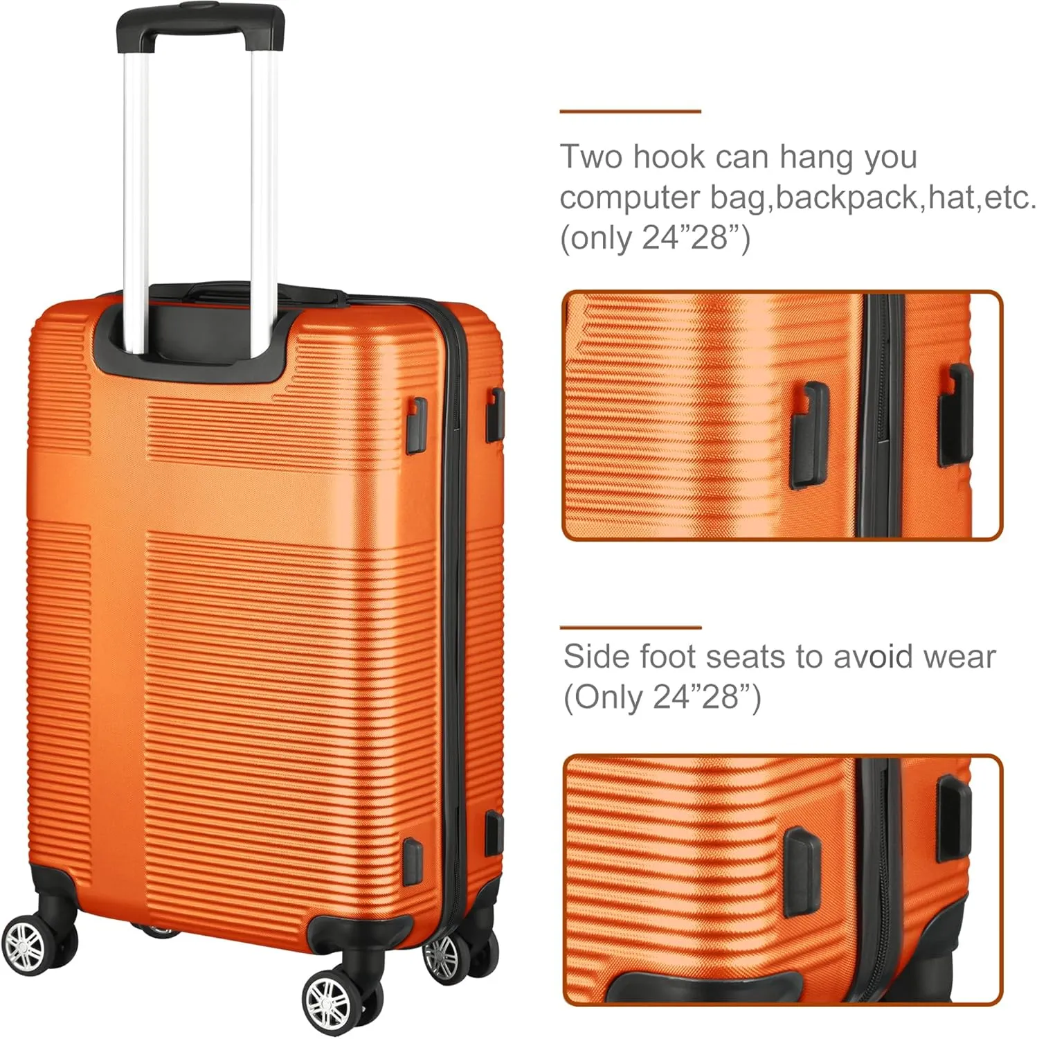 HOUAGI Luggage Sets ABS Hardshell 3pcs Clearance Luggage Hardside Lightweight Suitcase sets Spinner Wheels Suitcase with TSA Lock 20in/24in/28in