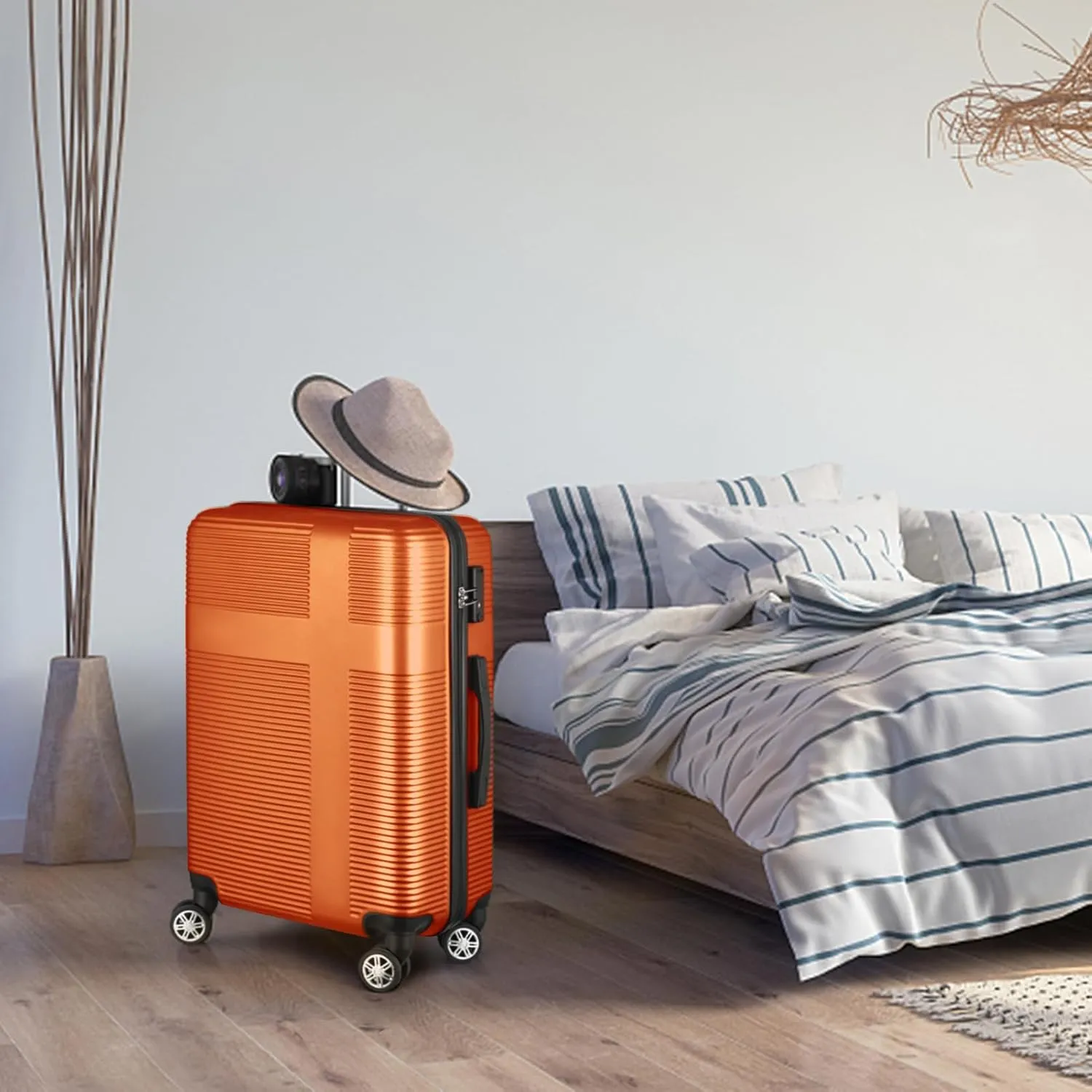 HOUAGI Luggage Sets ABS Hardshell 3pcs Clearance Luggage Hardside Lightweight Suitcase sets Spinner Wheels Suitcase with TSA Lock 20in/24in/28in
