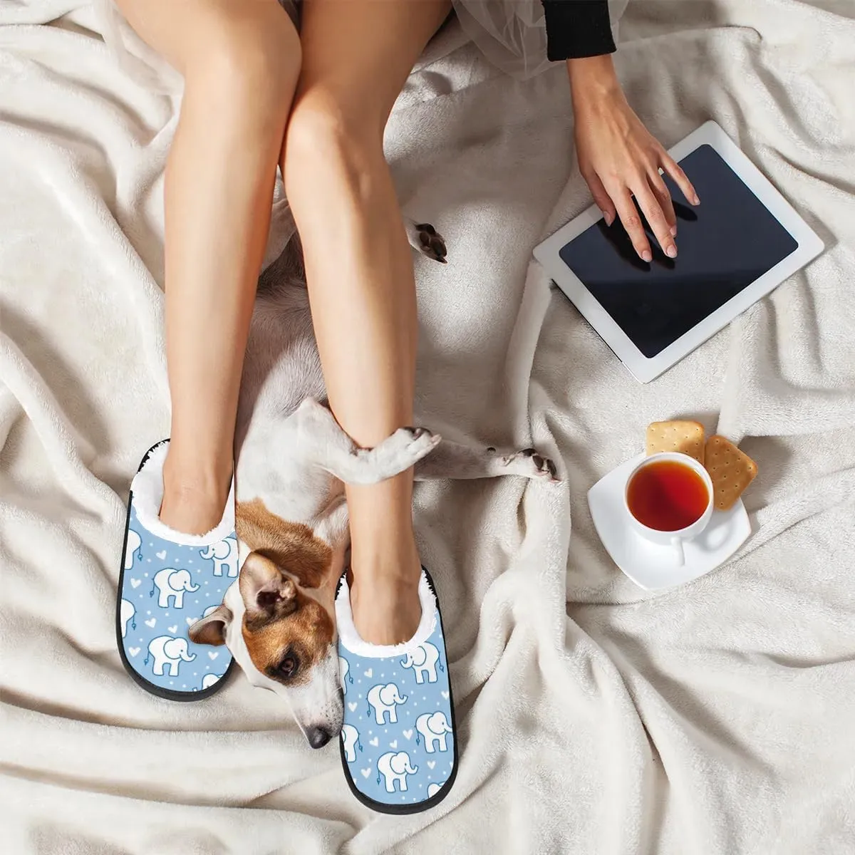 House Slippers for Women Men Cozy Slippers with Non-slip Sole Indoor House Shoes Warm Plush Slippers for Home Bedroom Travel