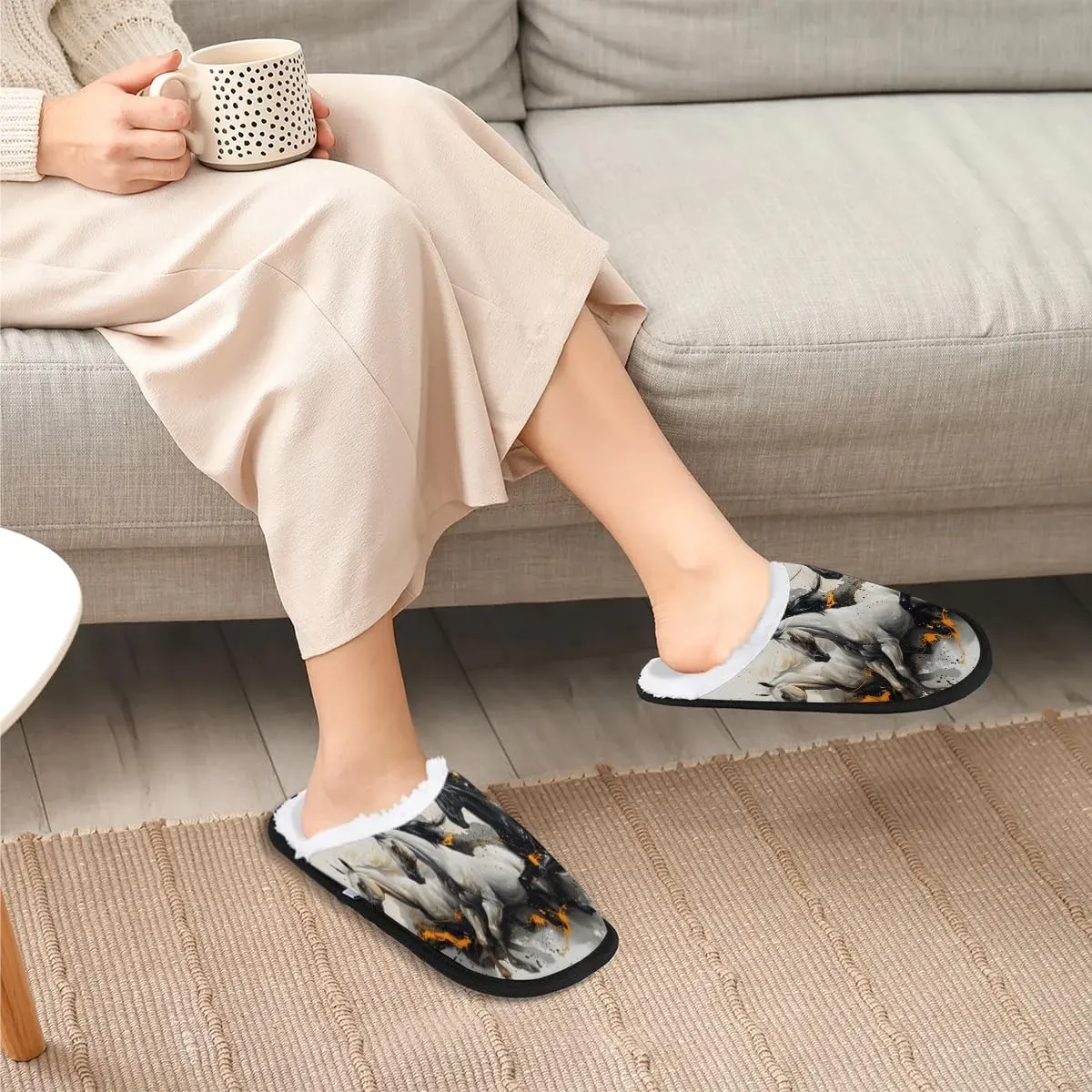 House Slippers for Women Men Cozy Slippers with Non-slip Sole Indoor House Shoes Warm Plush Slippers for Home Bedroom Travel