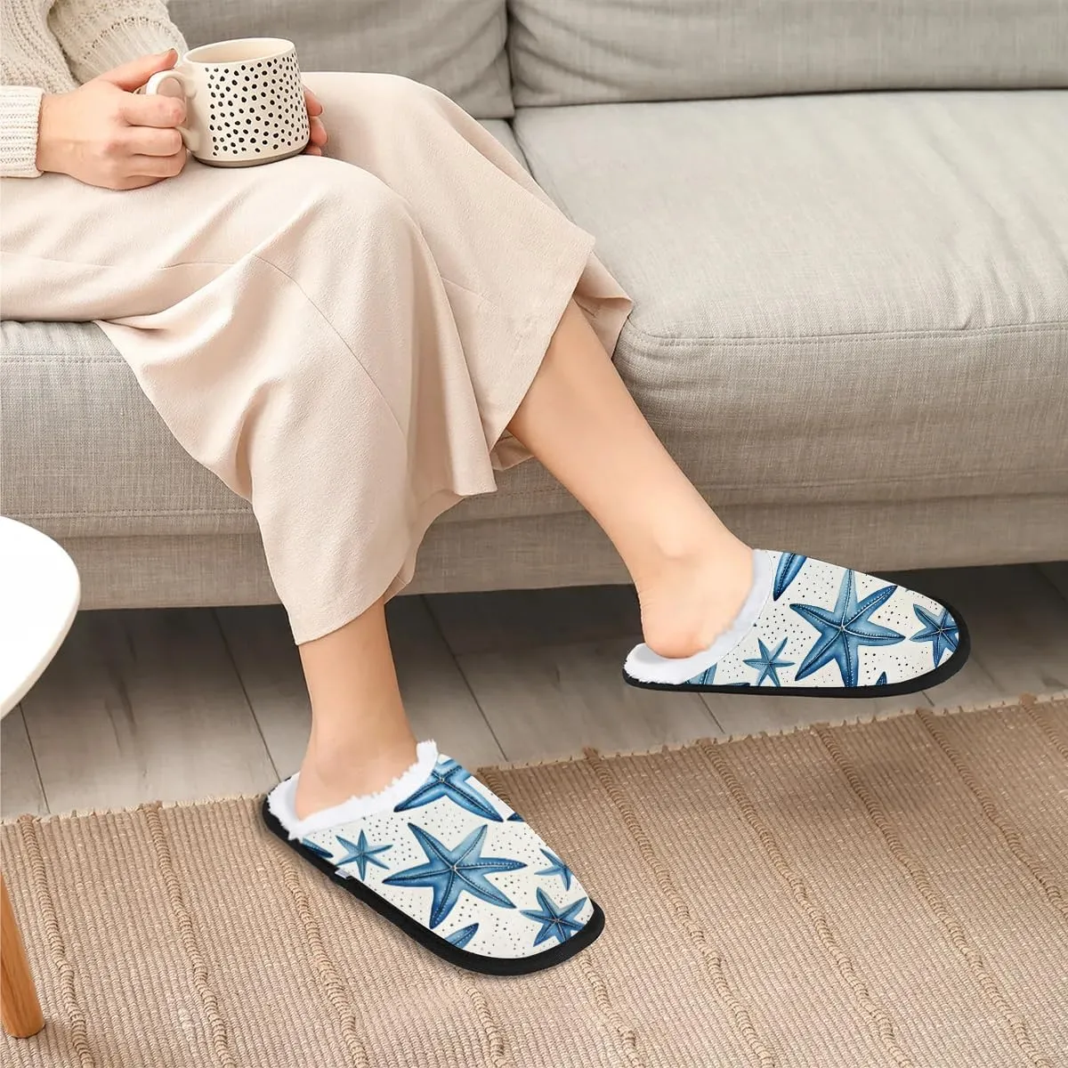 House Slippers for Women Men Cozy Slippers with Non-slip Sole Indoor House Shoes Warm Plush Slippers for Home Bedroom Travel