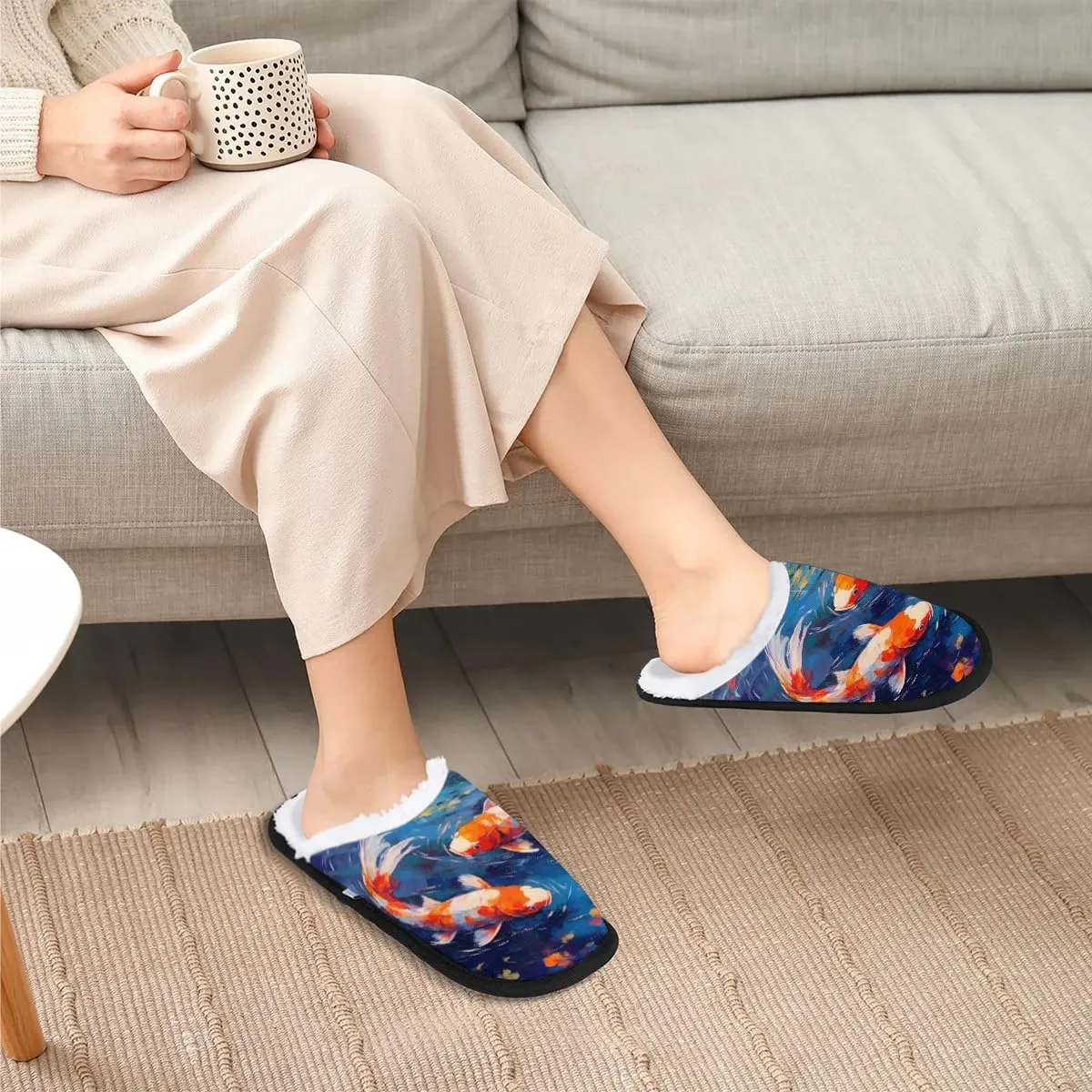 House Slippers for Women Men Cozy Slippers with Non-slip Sole Indoor House Shoes Warm Plush Slippers for Home Bedroom Travel