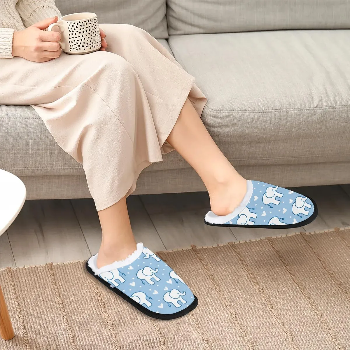 House Slippers for Women Men Cozy Slippers with Non-slip Sole Indoor House Shoes Warm Plush Slippers for Home Bedroom Travel