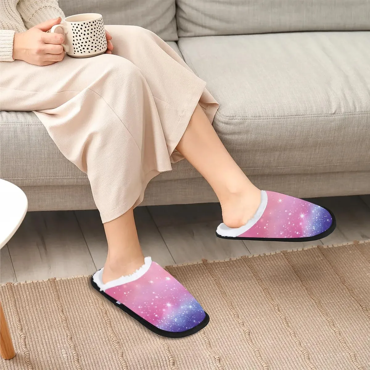 House Slippers for Women Men Cozy Slippers with Non-slip Sole Indoor House Shoes Warm Plush Slippers for Home Bedroom Travel