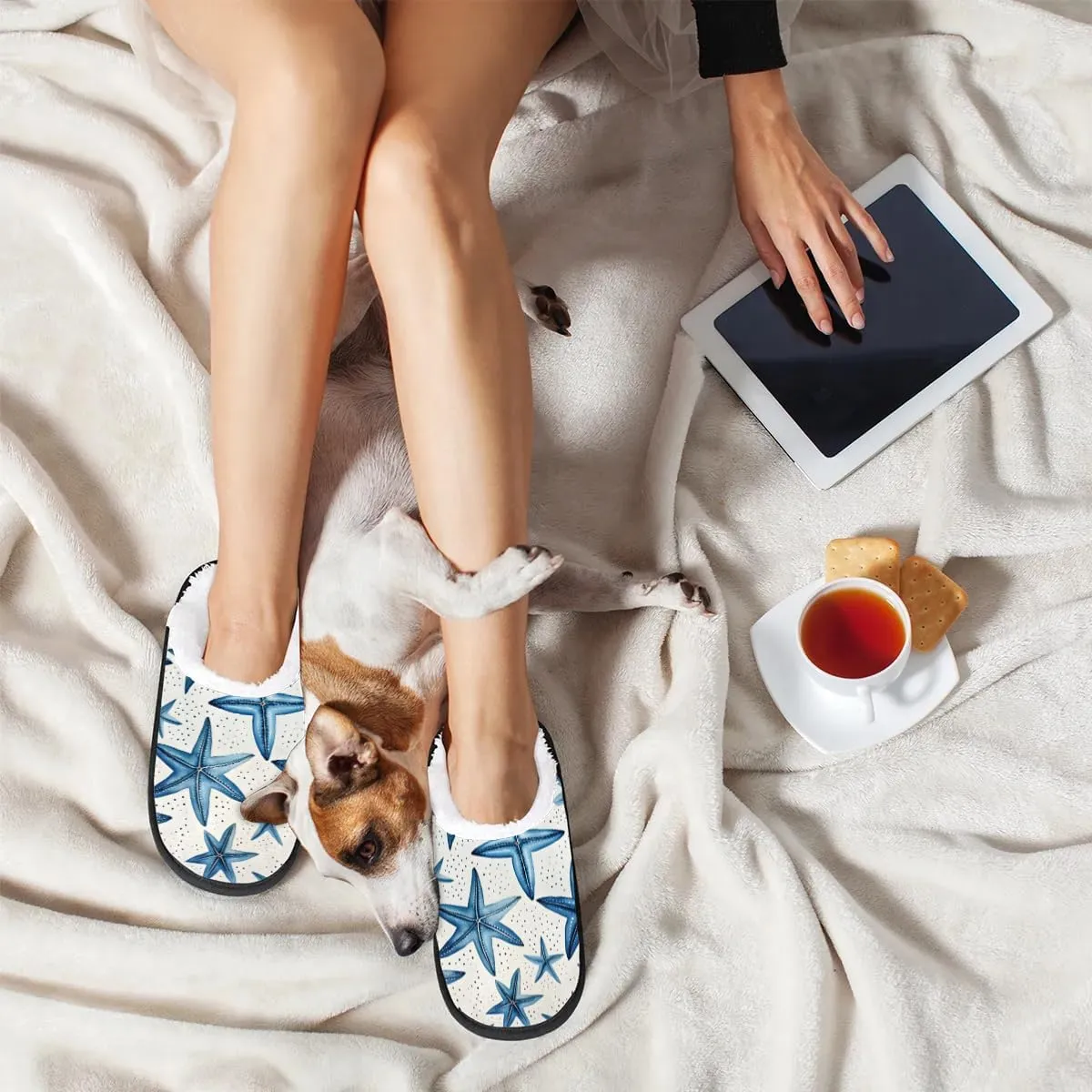 House Slippers for Women Men Cozy Slippers with Non-slip Sole Indoor House Shoes Warm Plush Slippers for Home Bedroom Travel