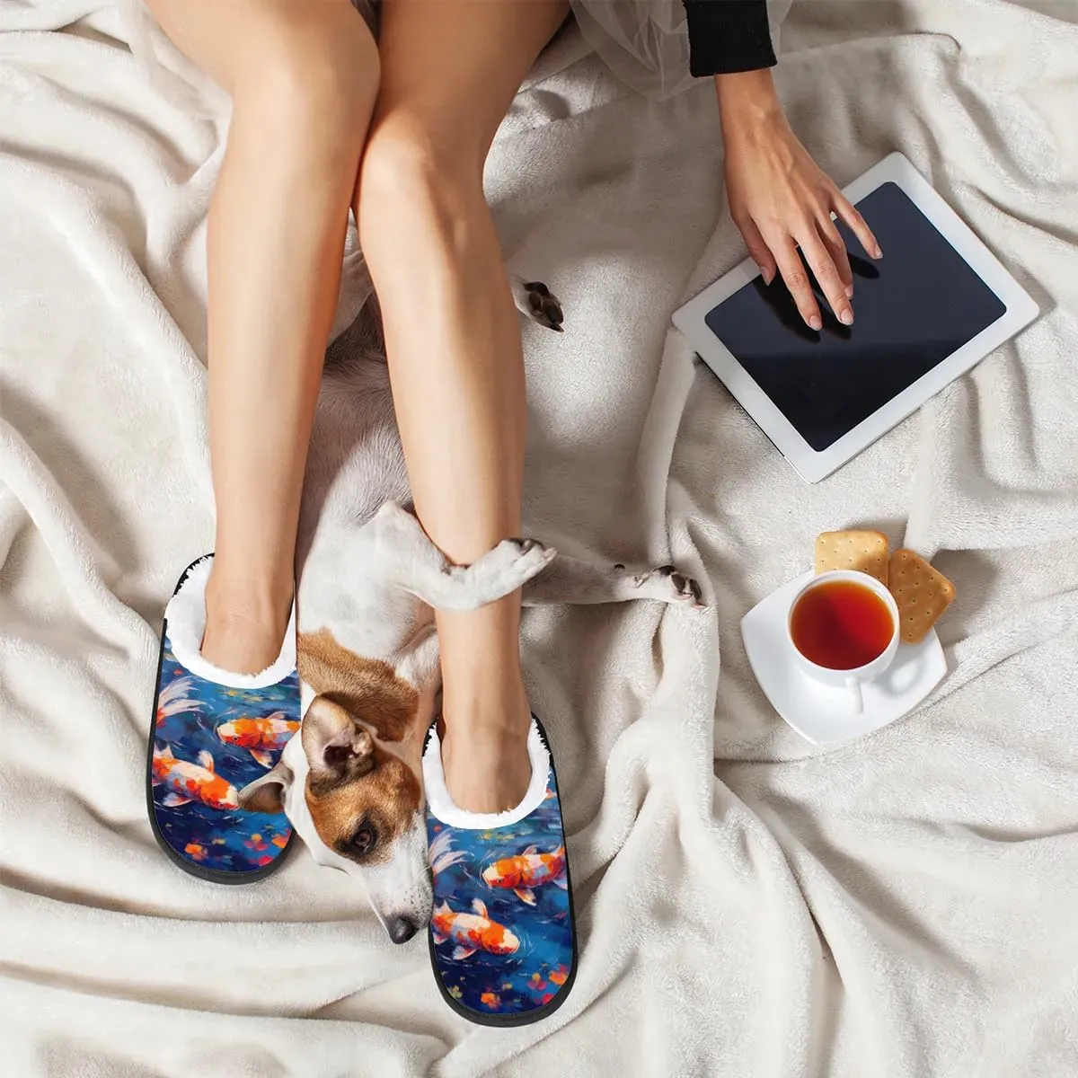 House Slippers for Women Men Cozy Slippers with Non-slip Sole Indoor House Shoes Warm Plush Slippers for Home Bedroom Travel