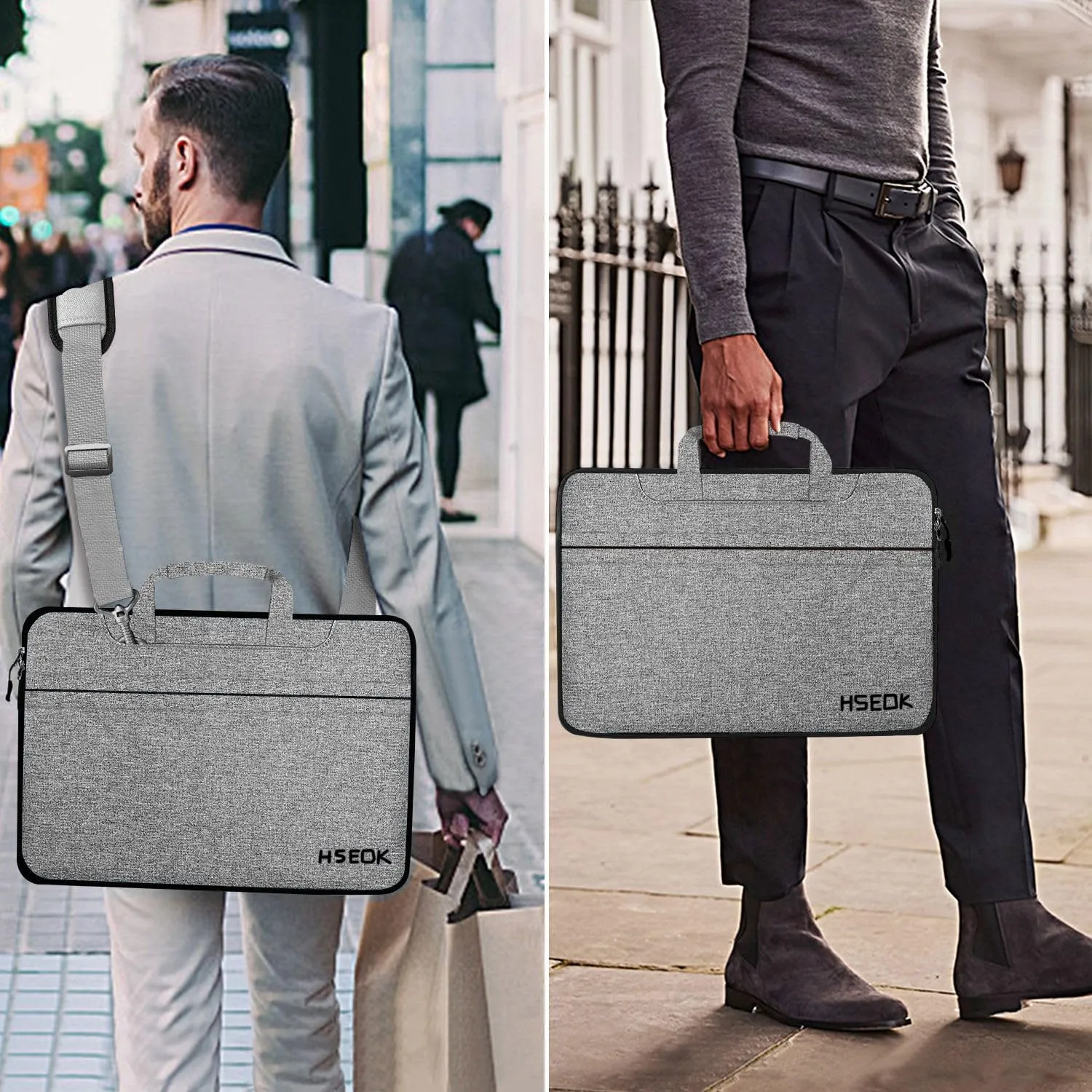 Hseok Laptop Shoulder Bag 15 15.6 16 Inch Briefcase, Compatible MacBook Pro 16 inch 2025-2019 M4 M3 M2 M1, Mac 15.4", XPS 15 and Most 15-16 inch Notebooks, Spill-Resistant Handbag,Dark Gray & Black