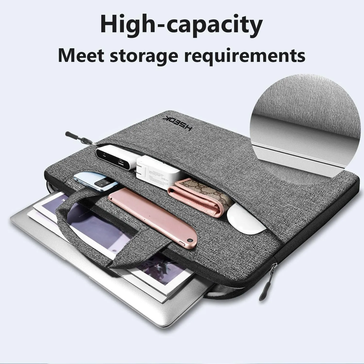 Hseok Laptop Shoulder Bag 15 15.6 16 Inch Briefcase, Compatible MacBook Pro 16 inch 2025-2019 M4 M3 M2 M1, Mac 15.4", XPS 15 and Most 15-16 inch Notebooks, Spill-Resistant Handbag,Dark Gray & Black