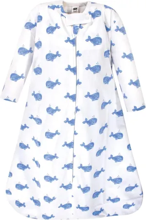 Hudson Baby Unisex Baby Long Sleeve Cotton Jersey Sleeping Bag, Blue Whale, 18-24 Months