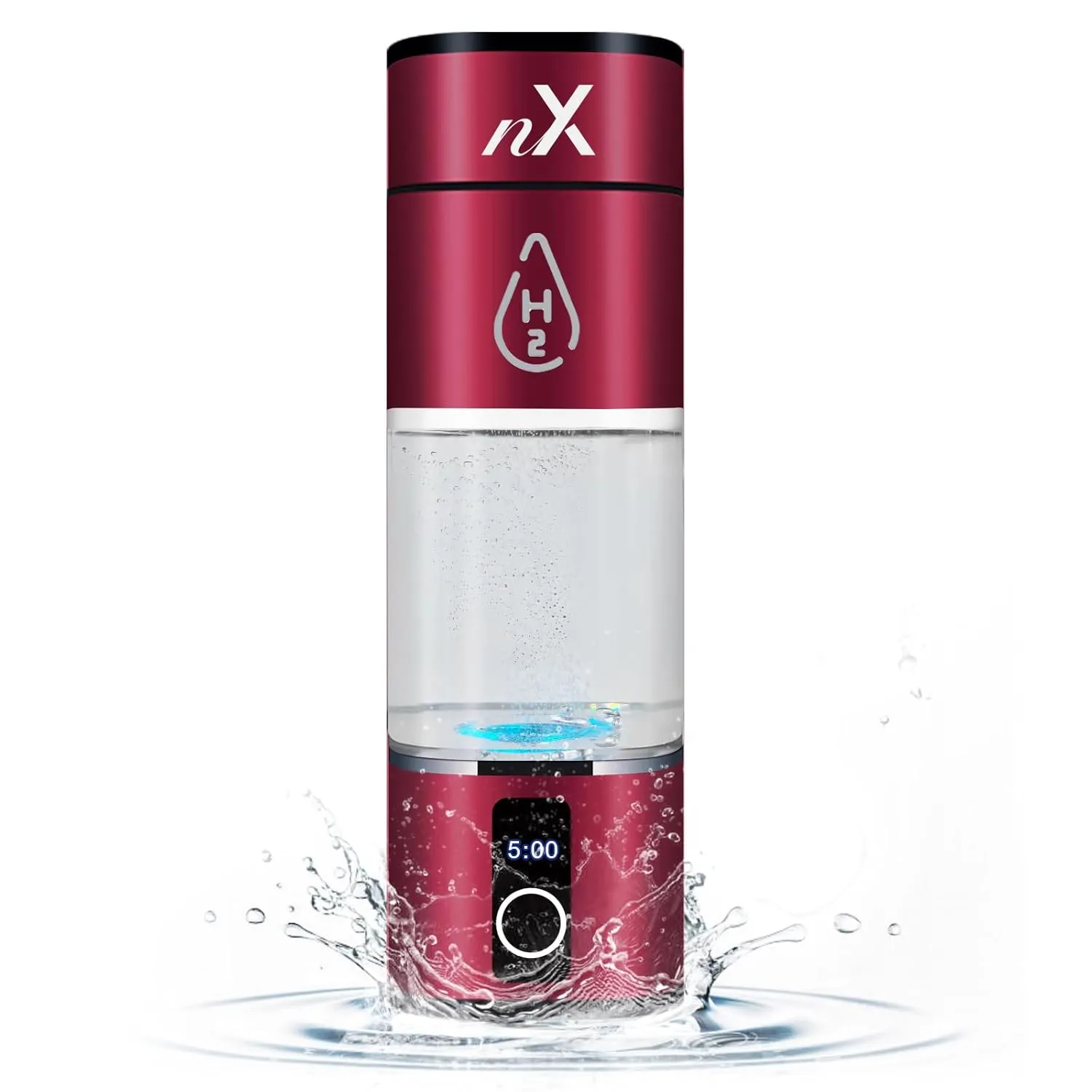 Hydrogen Water Bottle Generator with SPE PEM Technology, 2 Modes Hydrogen Water Generator Machine with LED Display Up to 4000 PPB, Portable Rechargeable for Home Office Travel Fitness Drinking(10oz)