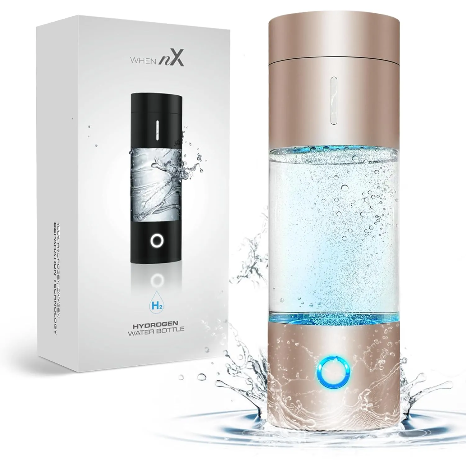 Hydrogen Water Bottle Generator with SPE PEM Technology, 4000  PPB 5Min Quick Electrolysis Hydrogen Water Generator Machine, Portable Rechargeable for Home Office Travel Fitness Drinking(8oz)