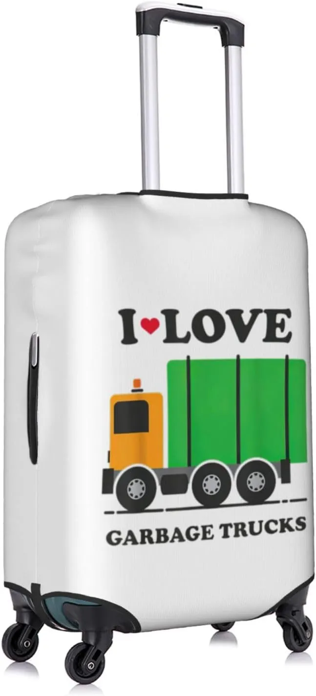 I Love Garbage Trucks Print Luggage Cover For Suitcases, Elastic Travel Bag For Luggage, Stylish Design