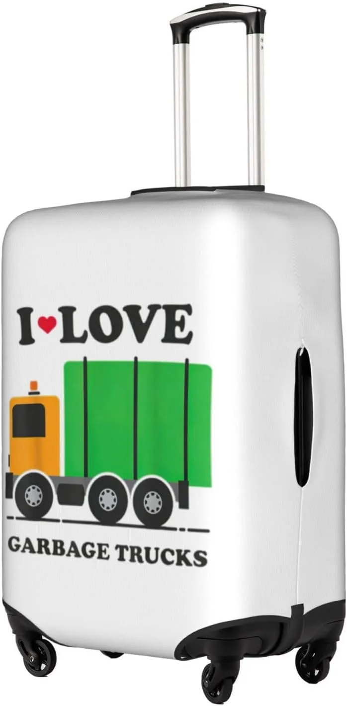 I Love Garbage Trucks Print Luggage Cover For Suitcases, Elastic Travel Bag For Luggage, Stylish Design