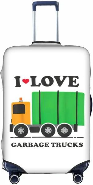 I Love Garbage Trucks Print Luggage Cover For Suitcases, Elastic Travel Bag For Luggage, Stylish Design