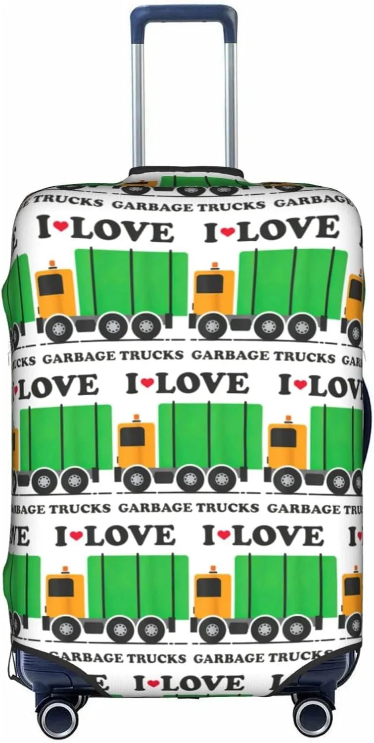 I Love Garbage Trucks Travel Box Protective Cover,Travel Luggage Cover,Suitcase Protector Fits 18-32 In,Suitcase Cover, Large
