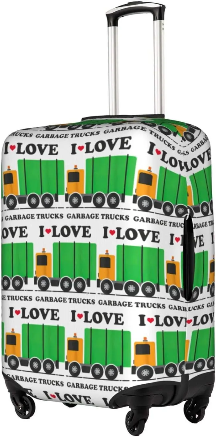 I Love Garbage Trucks Travel Box Protective Cover,Travel Luggage Cover,Suitcase Protector Fits 18-32 In,Suitcase Cover, Large