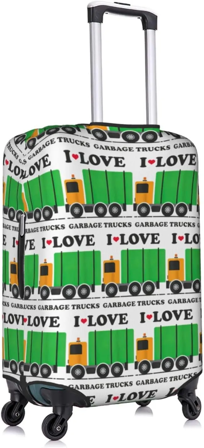 I Love Garbage Trucks Travel Box Protective Cover,Travel Luggage Cover,Suitcase Protector Fits 18-32 In,Suitcase Cover, Large