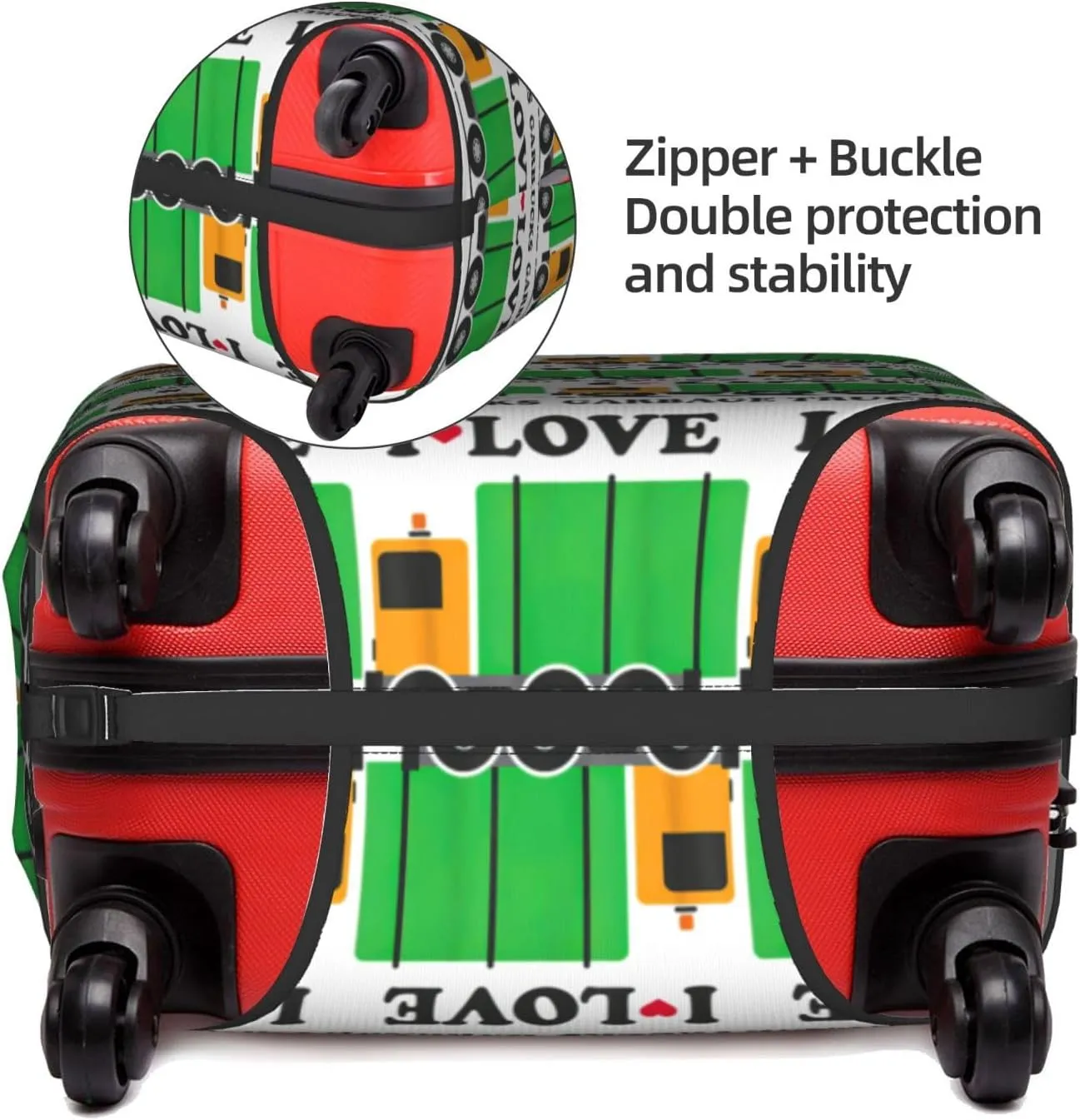 I Love Garbage Trucks Travel Box Protective Cover,Travel Luggage Cover,Suitcase Protector Fits 18-32 In,Suitcase Cover, Large