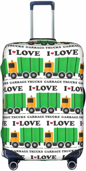 I Love Garbage Trucks Travel Box Protective Cover,Travel Luggage Cover,Suitcase Protector Fits 18-32 In,Suitcase Cover, Large