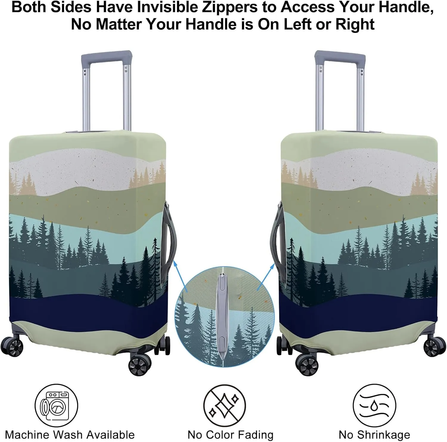 ICOSY Luggage Suitcase Covers for Luggage, Elastic Luggage Cover Protector Anti-Scratch Travel Suitcase Cover Fits 18-32 Inch Luggage, Blue Green