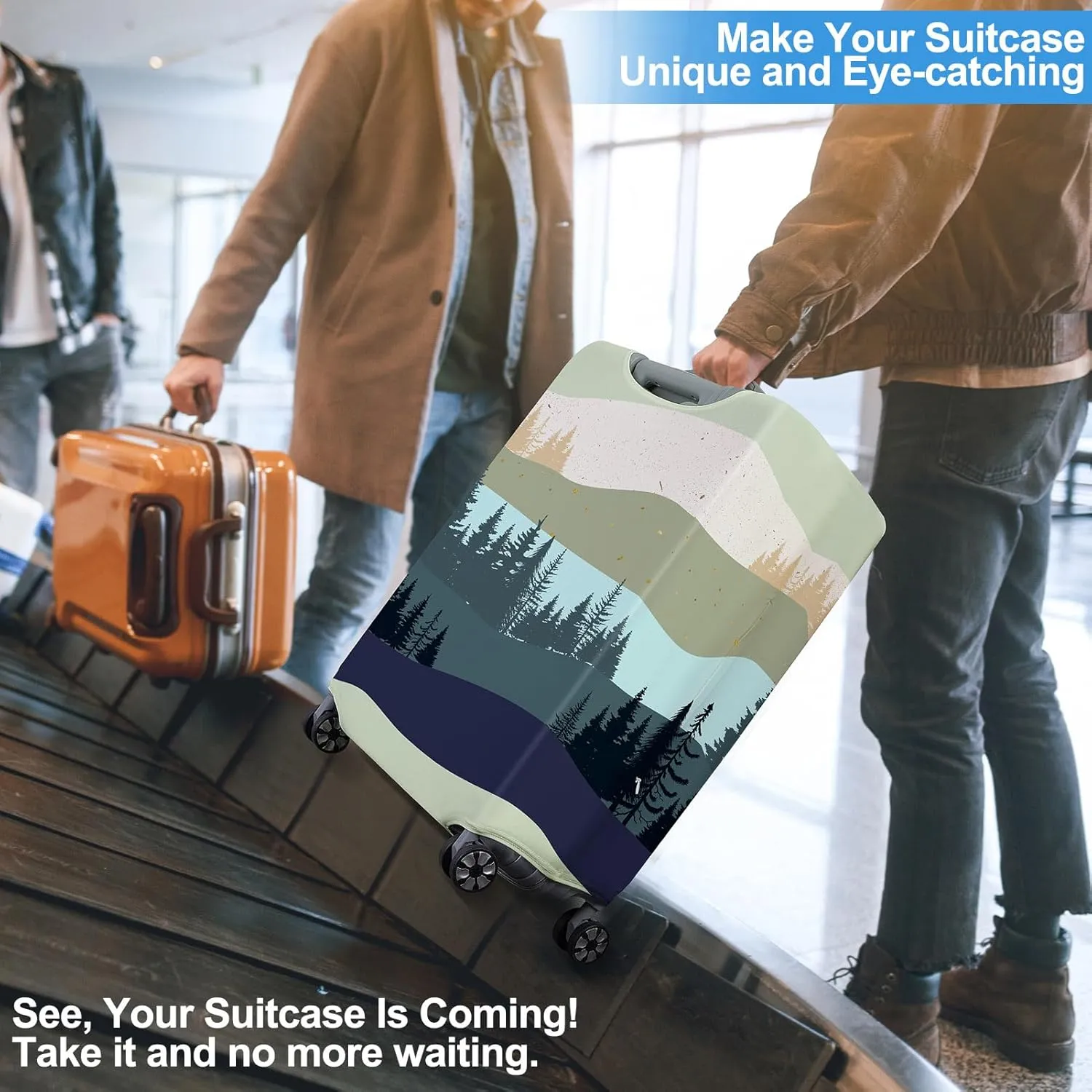 ICOSY Luggage Suitcase Covers for Luggage, Elastic Luggage Cover Protector Anti-Scratch Travel Suitcase Cover Fits 18-32 Inch Luggage, Blue Green