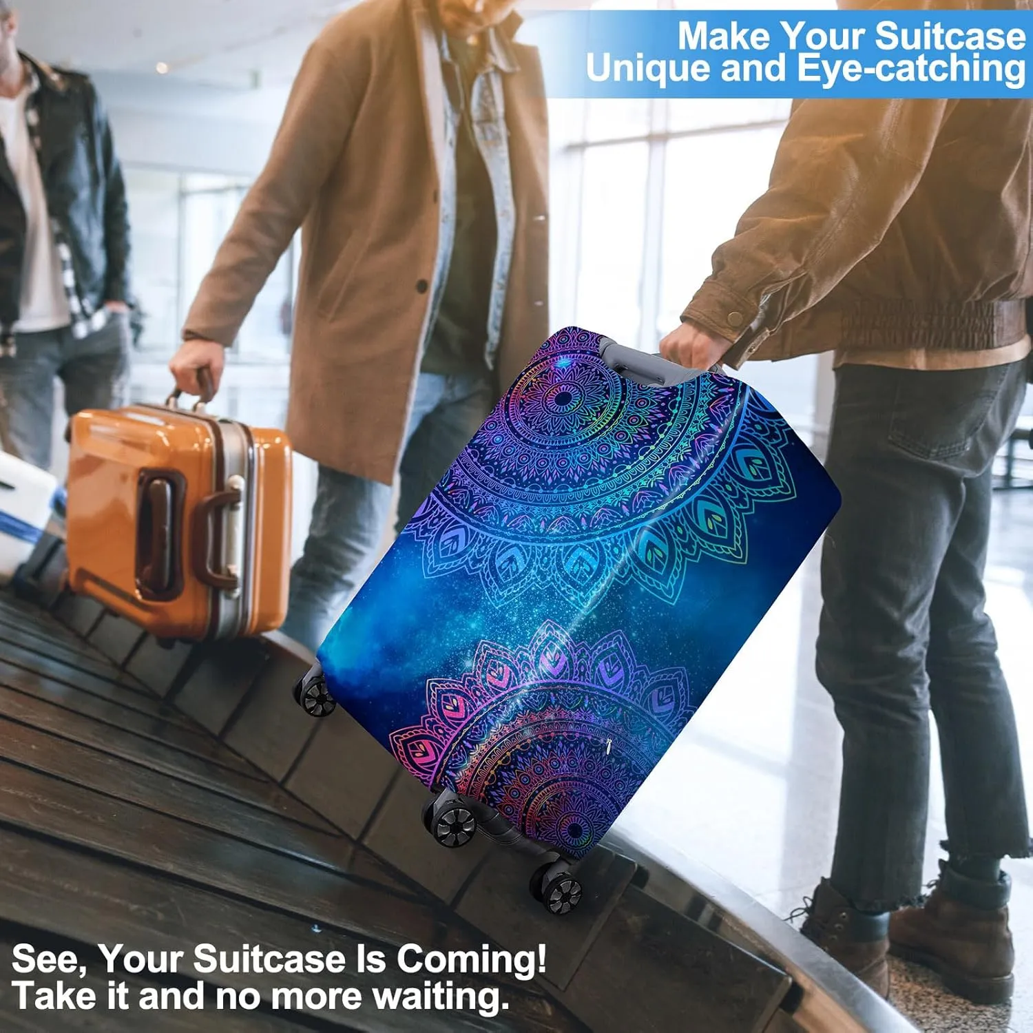 ICOSY Luggage Suitcase Covers for Luggage, Elastic Luggage Cover Protector Anti-Scratch Travel Suitcase Cover Fits 18-32 Inch Luggage, Blue