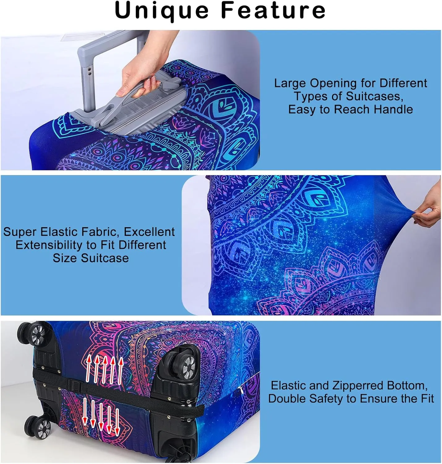 ICOSY Luggage Suitcase Covers for Luggage, Elastic Luggage Cover Protector Anti-Scratch Travel Suitcase Cover Fits 18-32 Inch Luggage, Blue